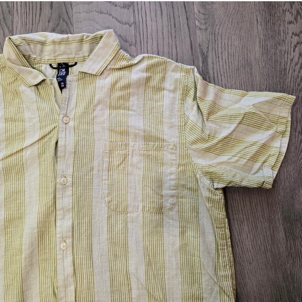 Mountain Hardwear Green Striped Short Sleeve Button Up Shirt Mens XL Gorpcore